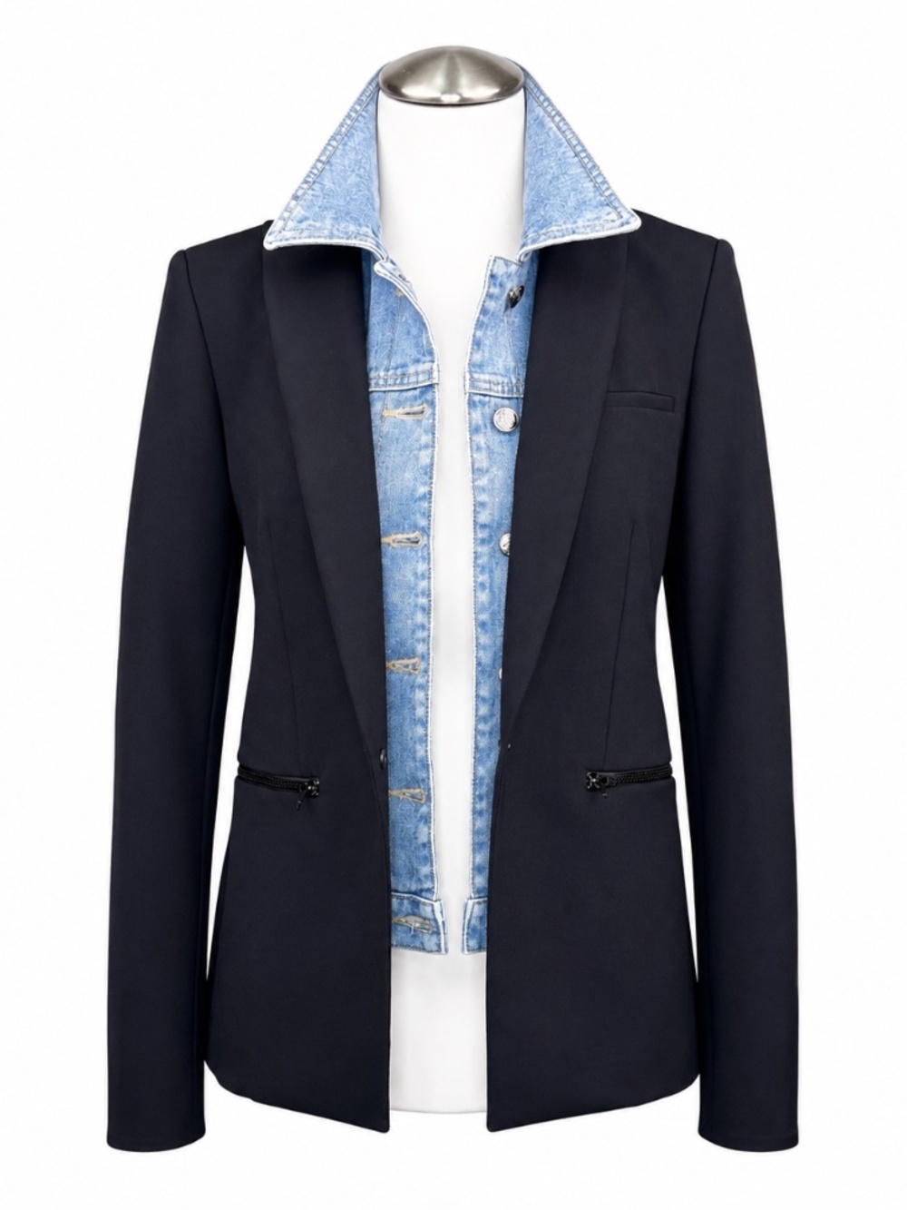 $645 Veronica Beard Scuba Dickey Blazer Jacket – Black– Size 2